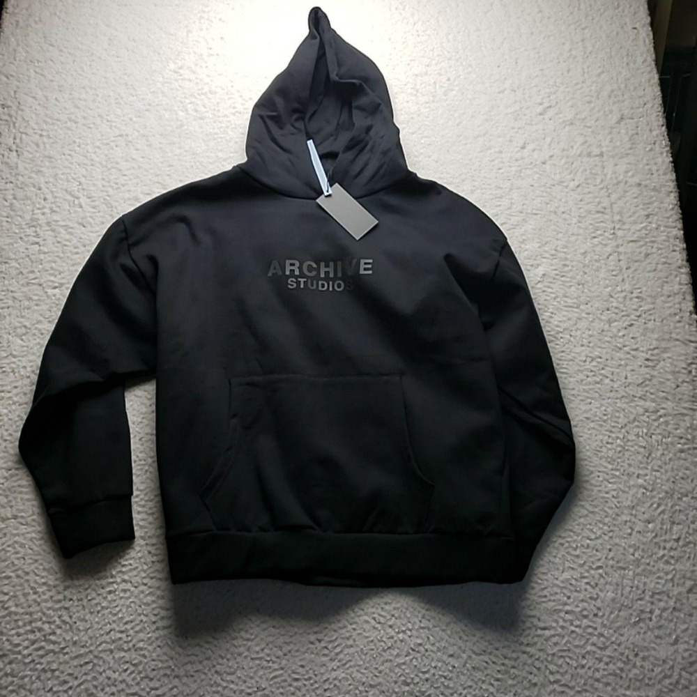 Lark & Owl Hoodie Mens Large Black Heavyweight Fleece Archive Studios Pullover